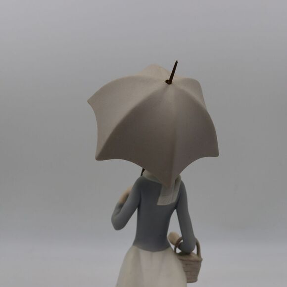 Lladro Vintage Girl With Geese Porcelain Figurine 12” Umbrella Spain Collectible - Picture 12 of 16